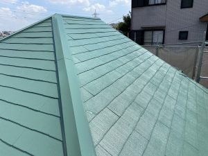 屋根塗装　仕上　ファインパーフェクトベスト　ミラノグリーン